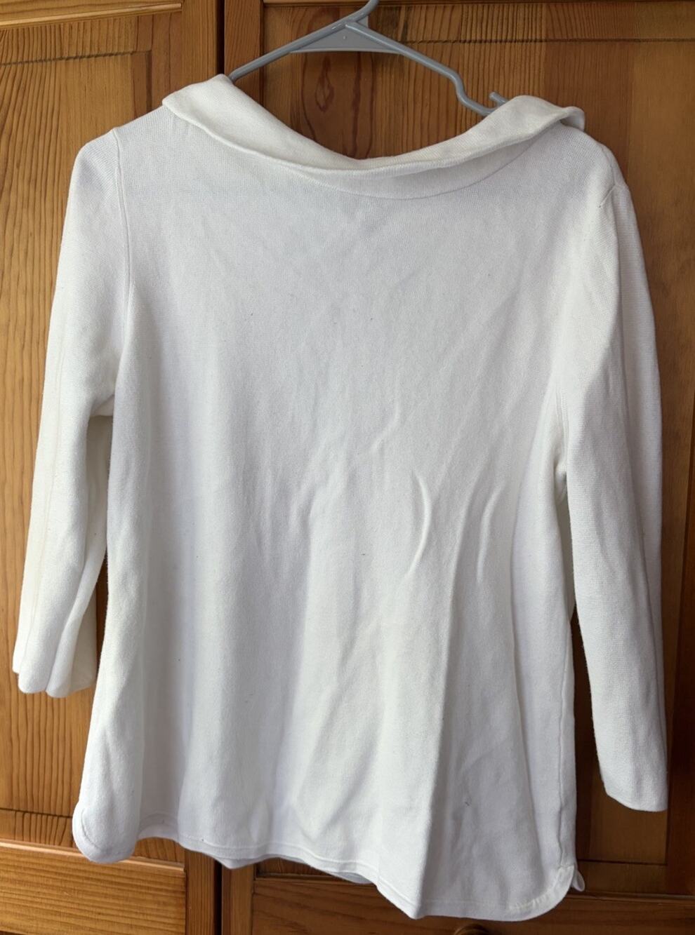 Women’s Talbot White Peter Pan Collar Sweater Size LP